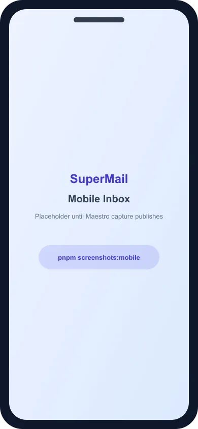 SuperMail mobile inbox on a phone